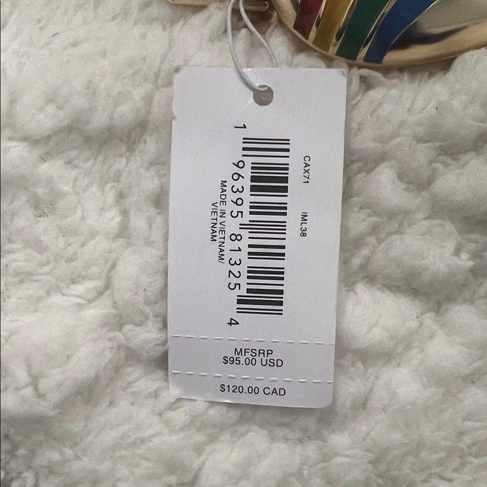 Coach Gold Heart Keychain with Multicolor Stripes. NWT